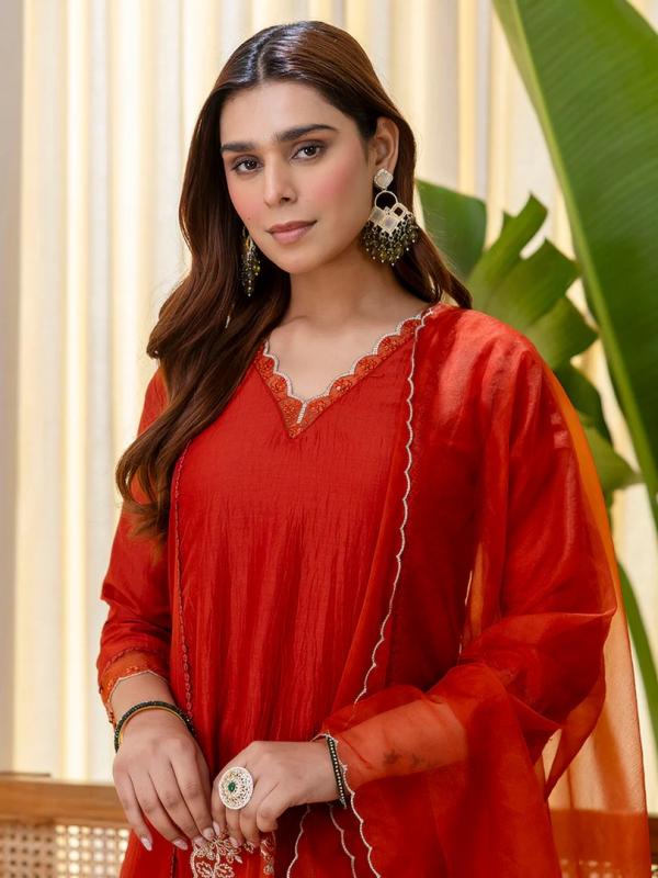 VP 9805 R Embroidred Kurta Sets with Sequins Work Women Suits